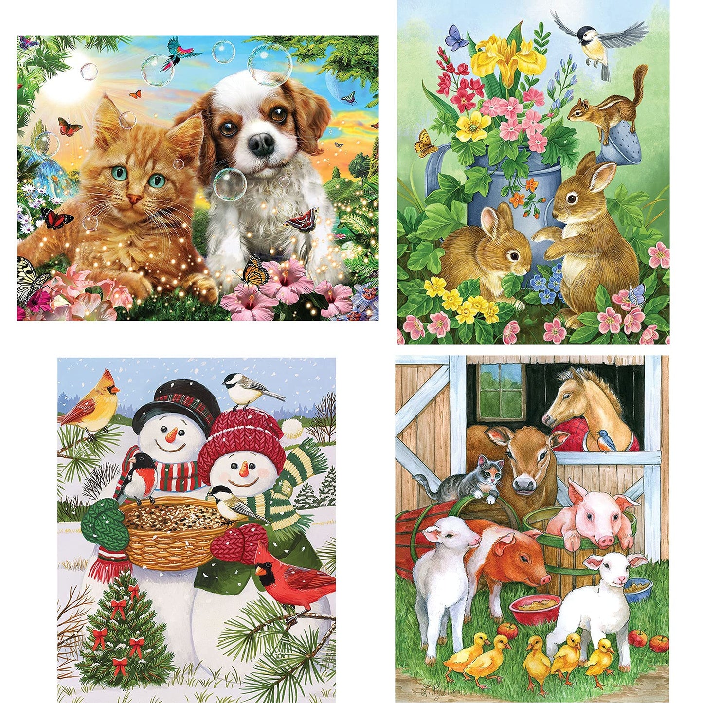 Bits and Pieces - 4-in-1 Multi-Pack - 100 Piece Jigsaw Puzzles for Adults - 100 pc Puzzle Set Bundle by Artist William Vanderdasson - 16" x 20"