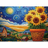 Puzzles for Adults 500 Pieces, Sunflower Puzzle Jigsaw Puzzles 500 Pieces - Starry Sunflower, Impossible Starry Night Puzzle, Finished Size 20.47 *