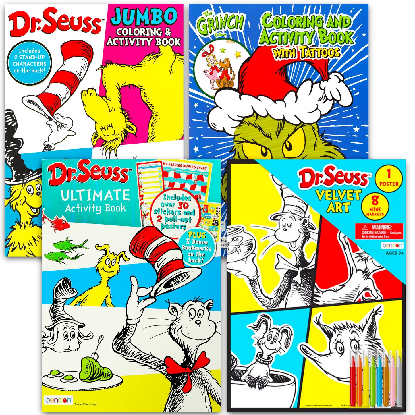 Dr. Seuss Coloring Book Bundle Activity Set - 4 Pack Dr Seuss Craft Kit Featuring Horton Hears a Who, The Cat in The Hat, and Green Eggs and Ham