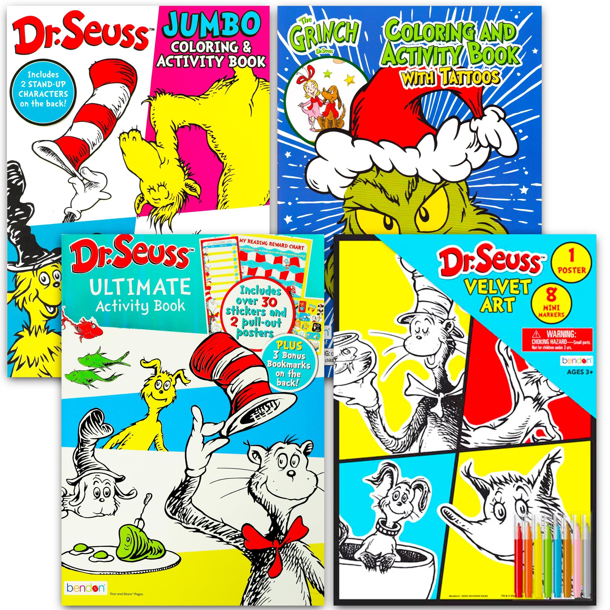 Dr. Seuss Coloring Book Bundle Activity Set - 4 Pack Dr Seuss Craft Kit Featuring Horton Hears a Who, The Cat in The Hat, and Green Eggs and Ham