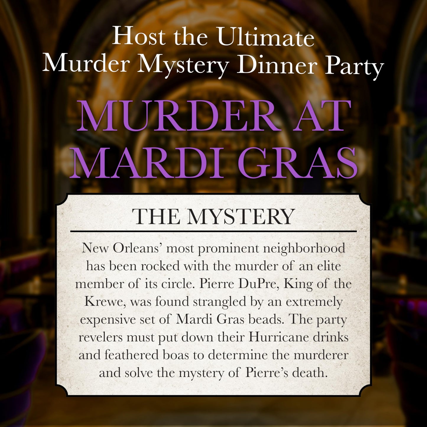 Murder Mystery Party- Murder at Mardi Gras Dinner Party Game for 8 Players, Interactive Mystery Game Kit for Adults, Role Play Party Game Ages 18+