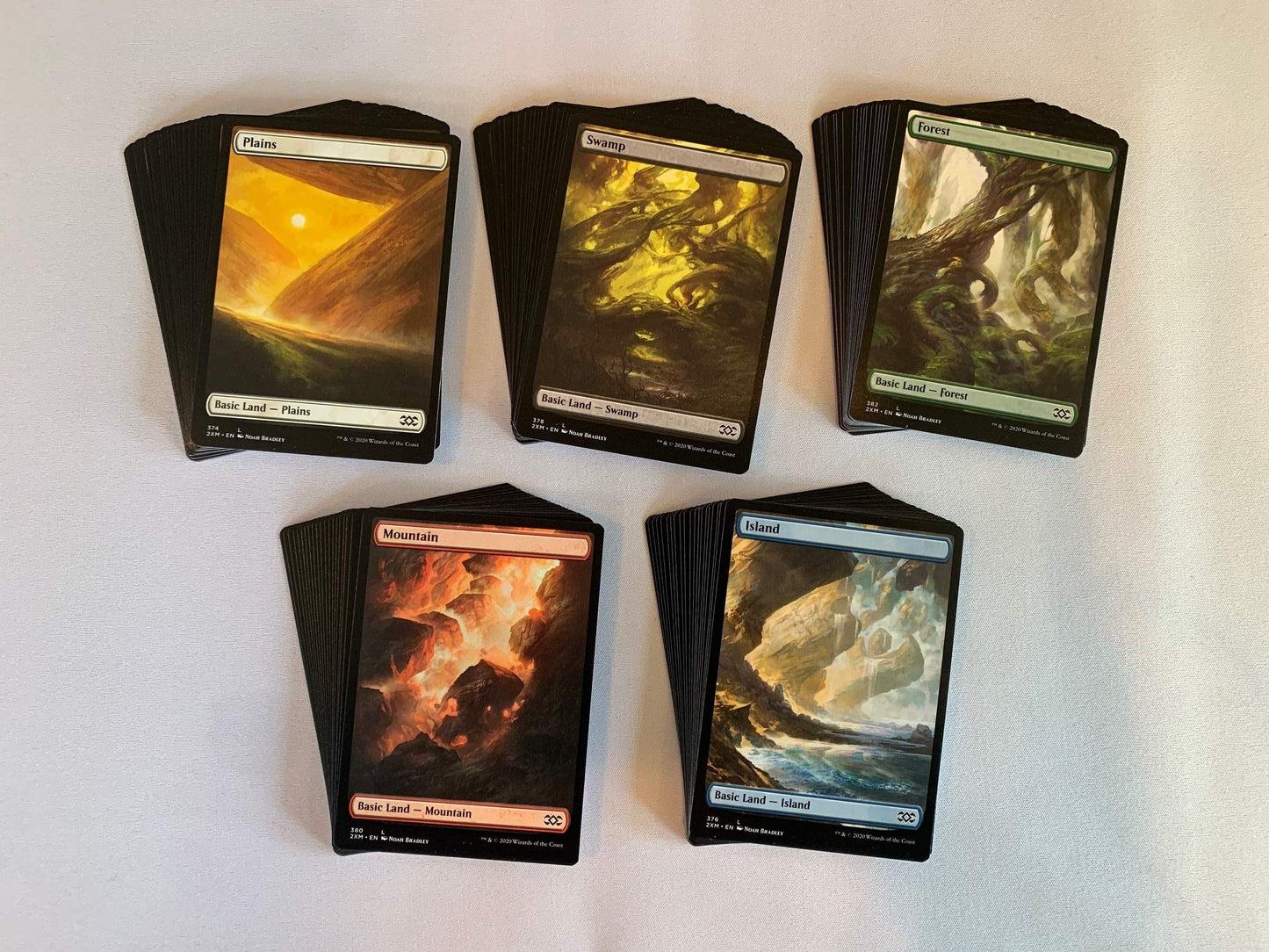 MTG Decks & More Compatible with Magic The Gathering: 100 Full Art Basic Lands - 20 Swamp, Mountain, Forest, Plains, Island - MTG!