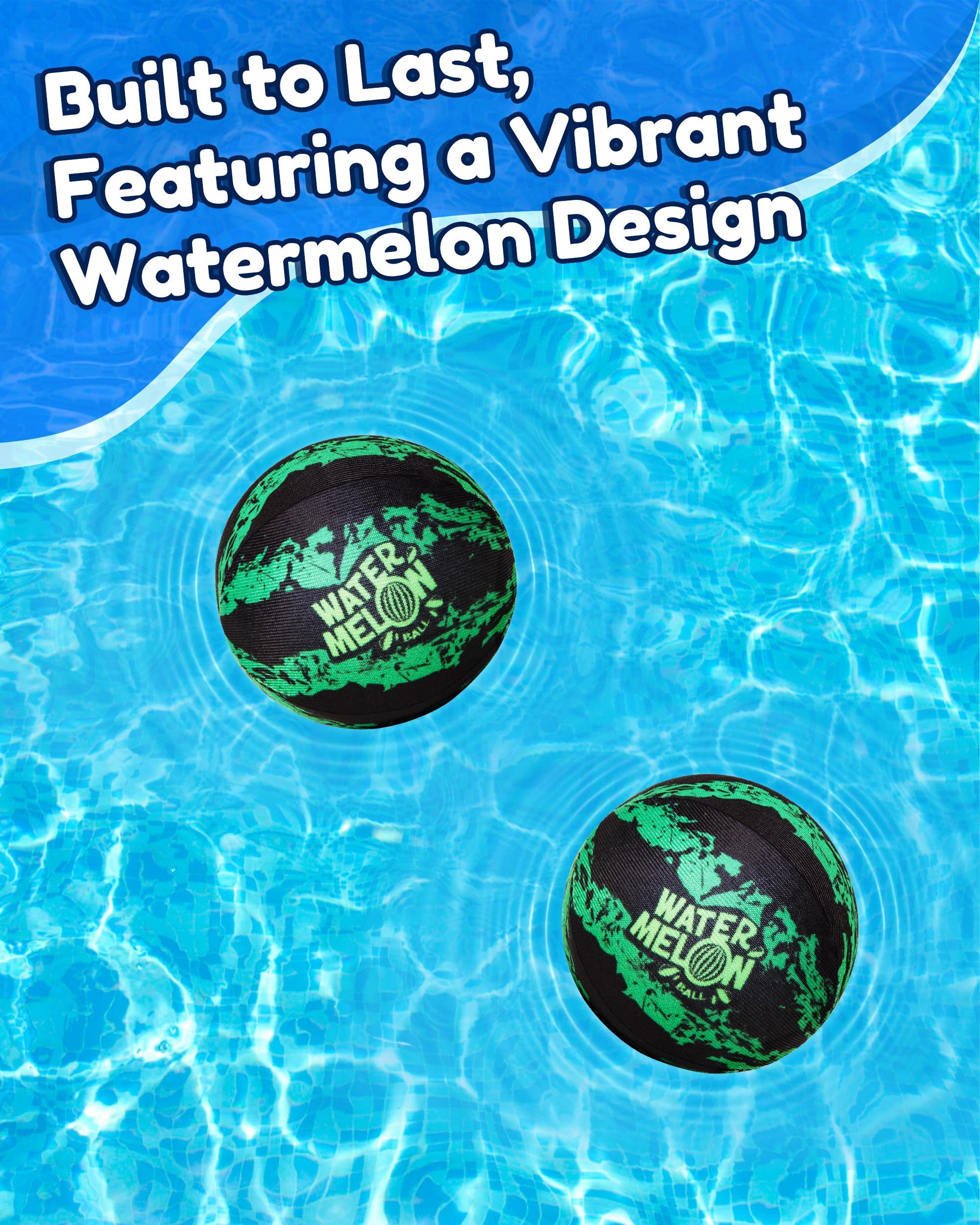 Watermelon Ball Skipping Ball - Water Toys for Pool, Beach & Lake, Perfect for Kids, Teens & Family Fun, Summer Must Have (2.2” Green Ball, 1-Pack)