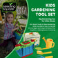 Kids Garden Tool Set with Trowel, Shovel, Rake, Watering Can & Tote Bag Kit
