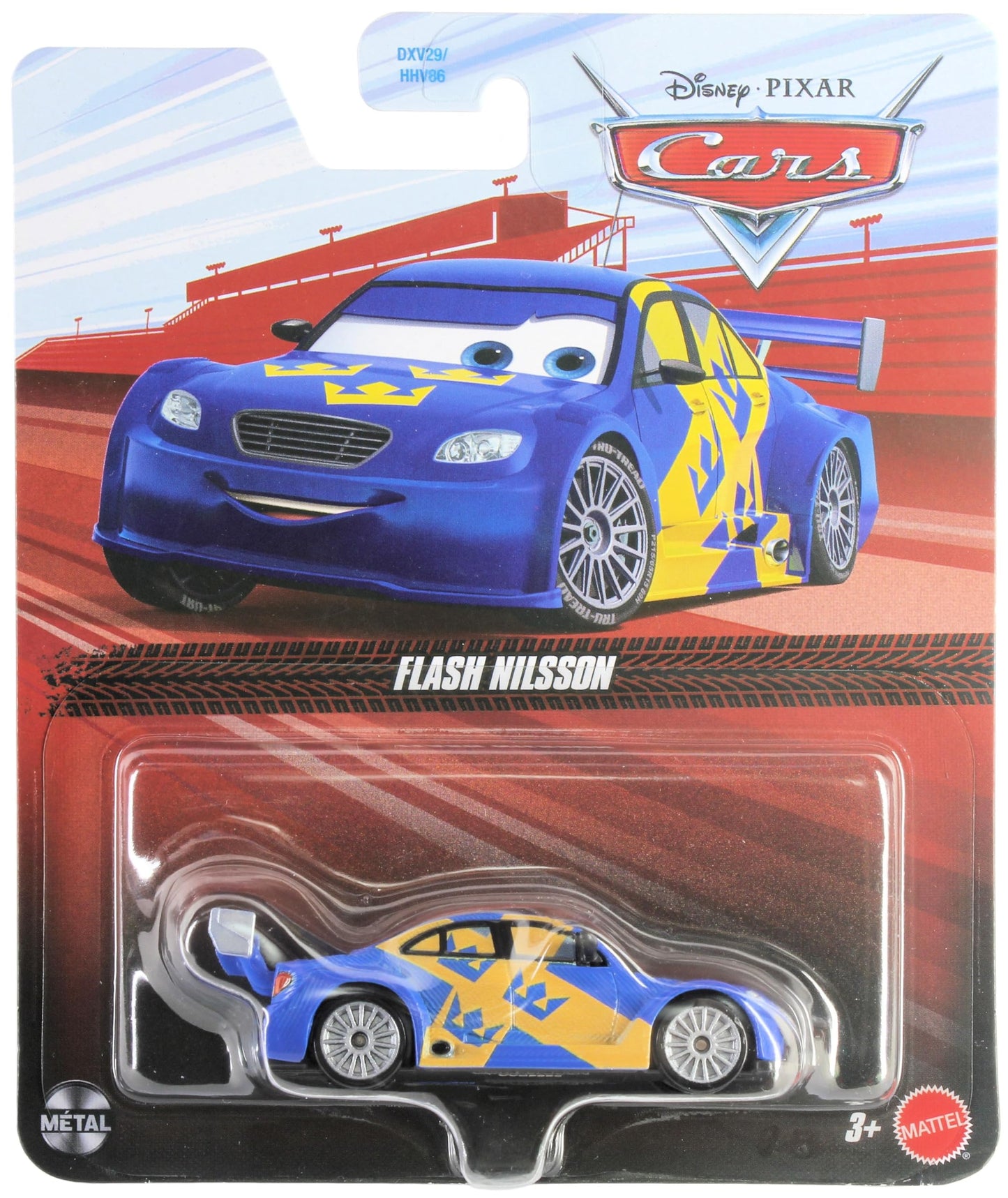 Mattel Disney Cars 2026 1:55 Scale Diecast Swedish Race Car Flash Nilsson