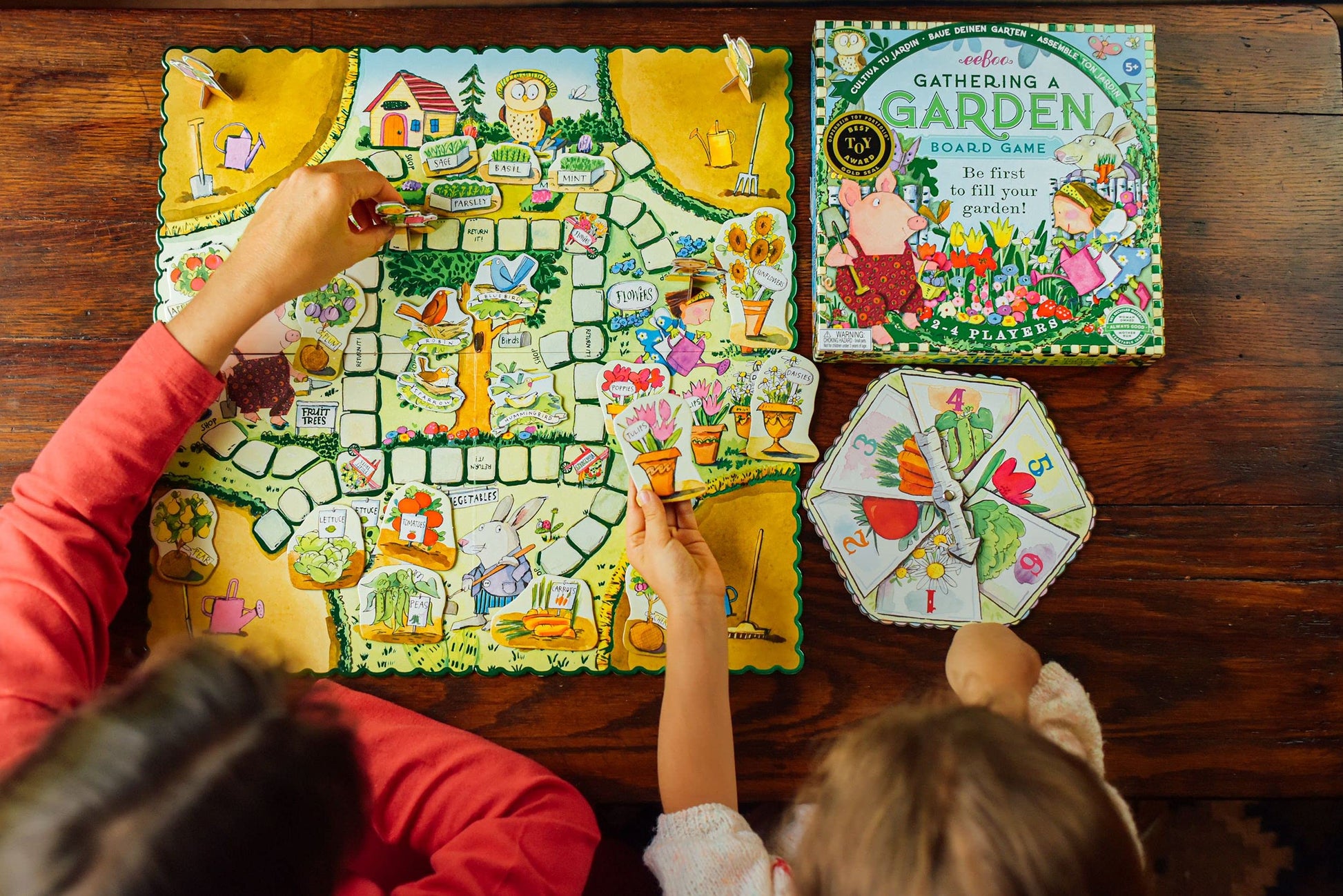 eeBoo Gathering a Garden Board Game - Award Winning Patience & Plant Counting Garden Game, Screen-Free Fun for 2-4 Players, Kids Ages 5 and up