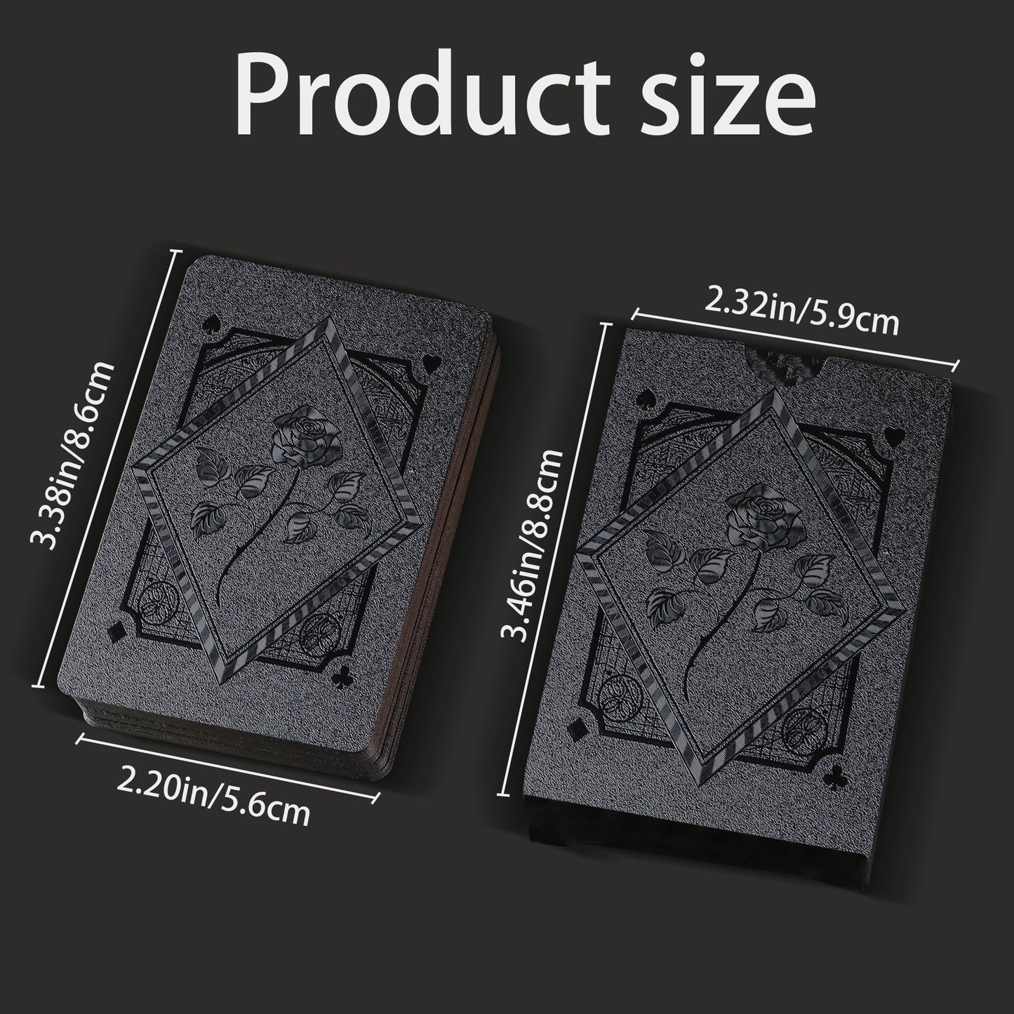 Playing Cards 2 Pack, Waterproof Cards, Plastic Playing Cards, Deck of Card, Cool Black Poker Card Professional Set for Table Magic Pool Camping Party