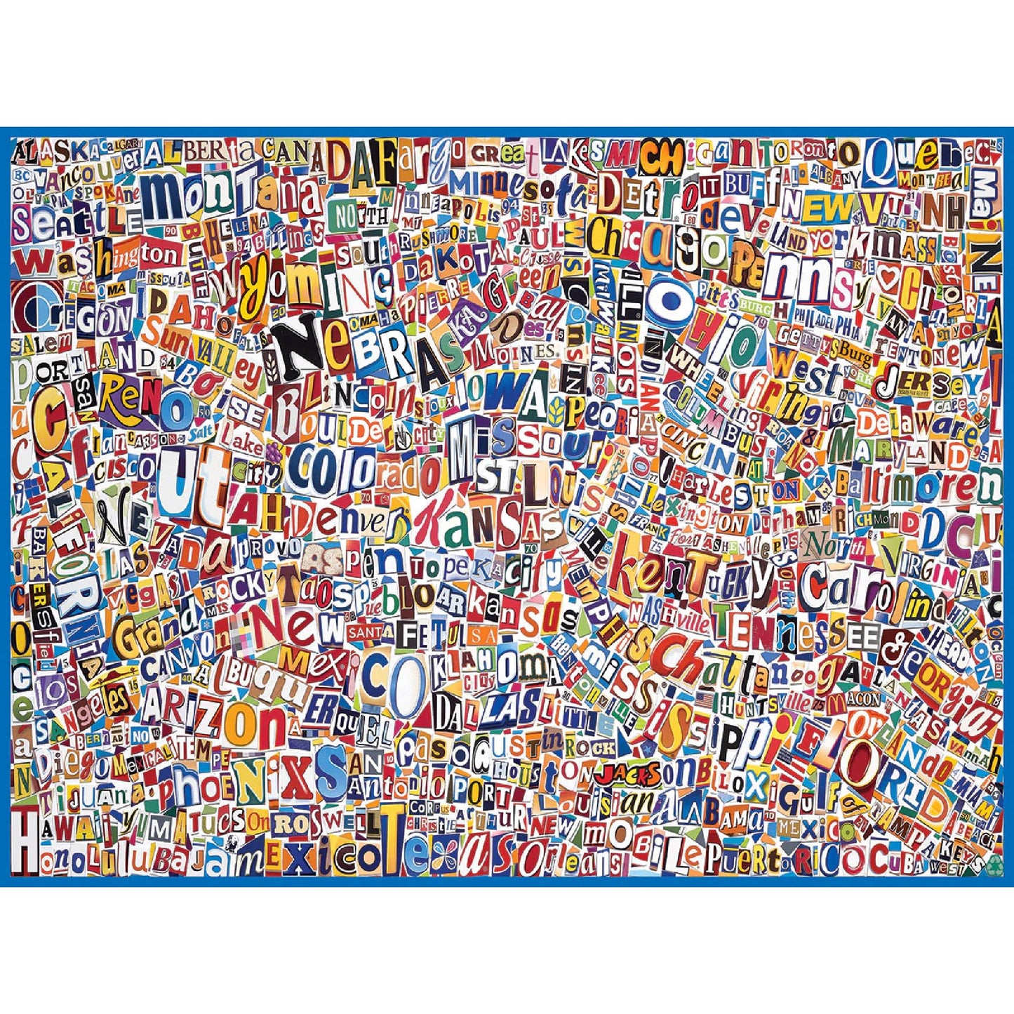 White Mountain 500 Piece Jigsaw Puzzle Travel Collage, USA World Map