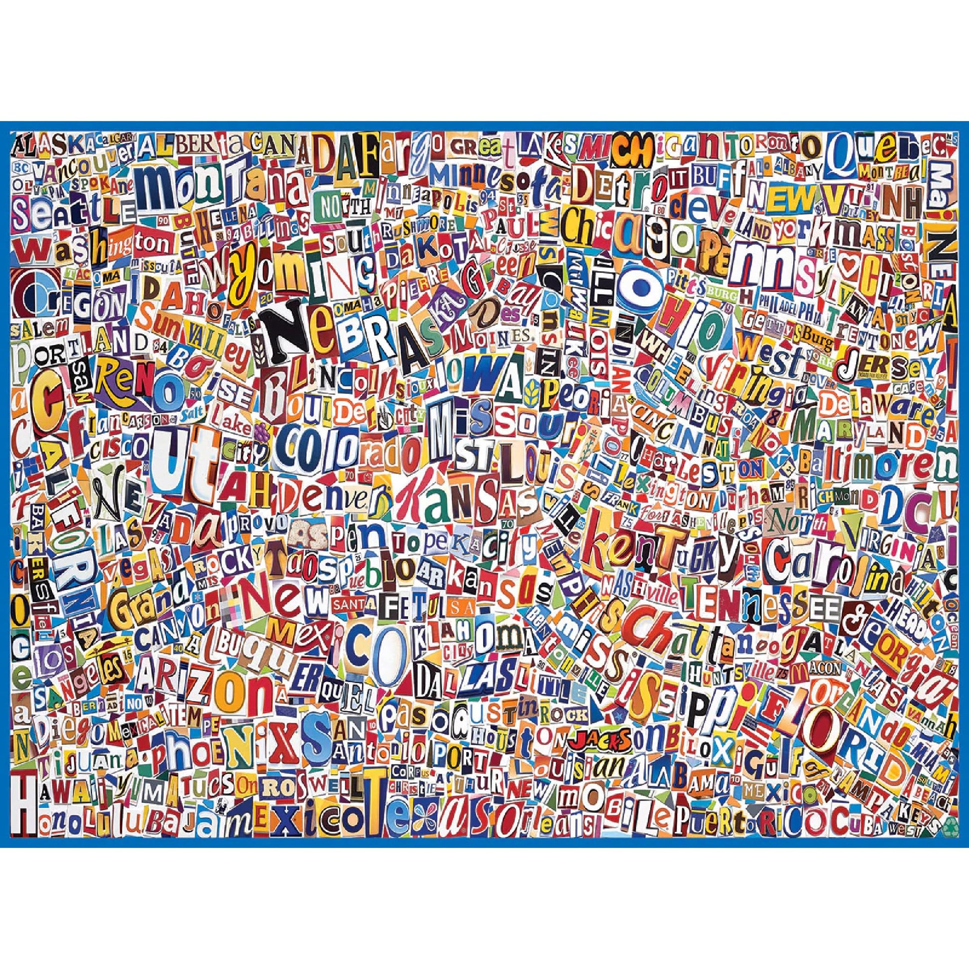 White Mountain 500 Piece Jigsaw Puzzle Travel Collage, USA World Map