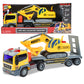 Maxx Action 17’’ Vehicle Transport with Excavator - Bright Lights and Construction Sounds | Friction Powered Trailer | 3 Piece Toy Playset for Kids |