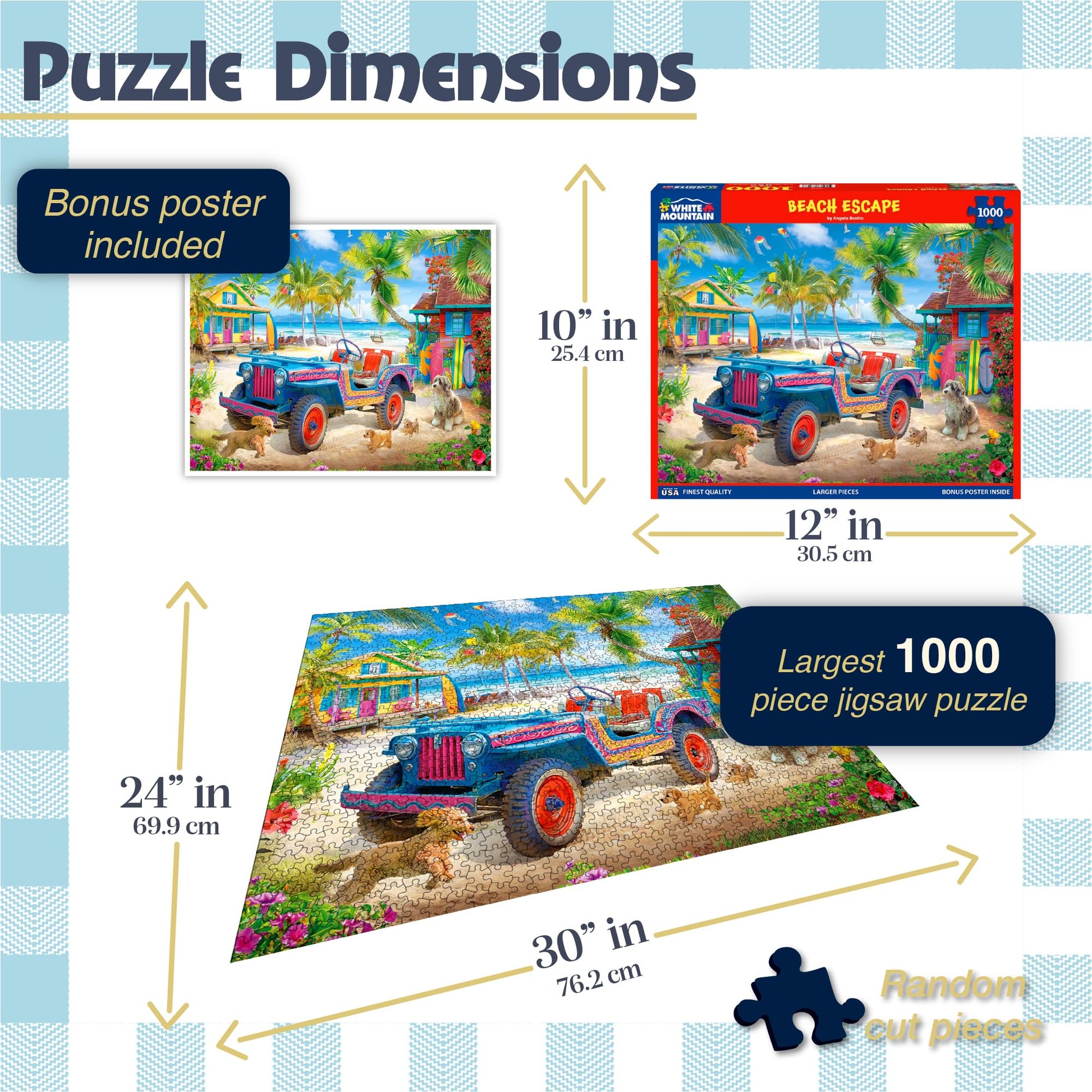 White Mountain 1000 Piece Jigsaw Puzzle Scenic Ocean Summer, Beach Escape