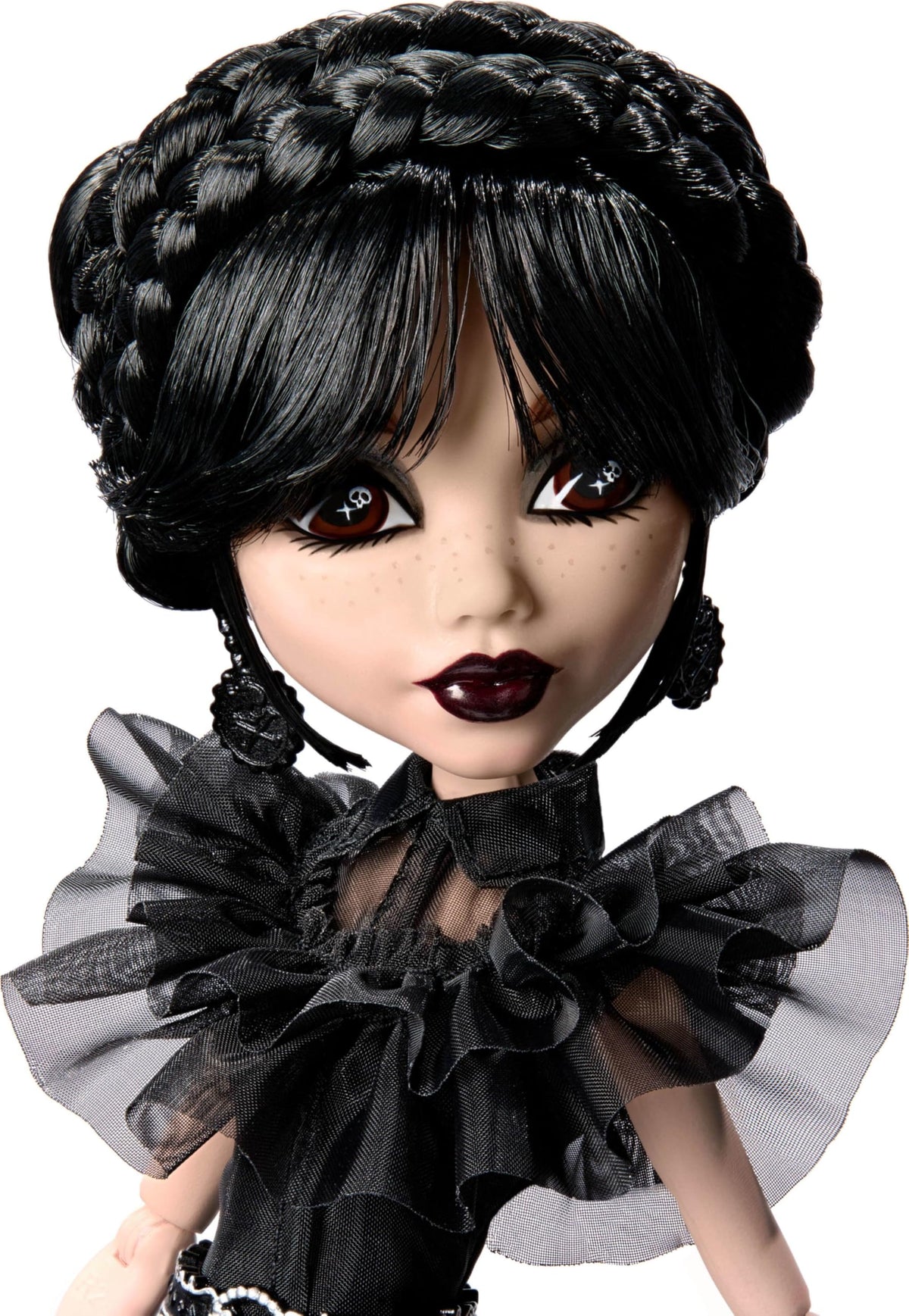 Monster High Wednesday Doll, Rave’N Wednesday Collectible in Black Gothic Gown Inspired by Dance Scene, Premium Accessories and Doll Stand
