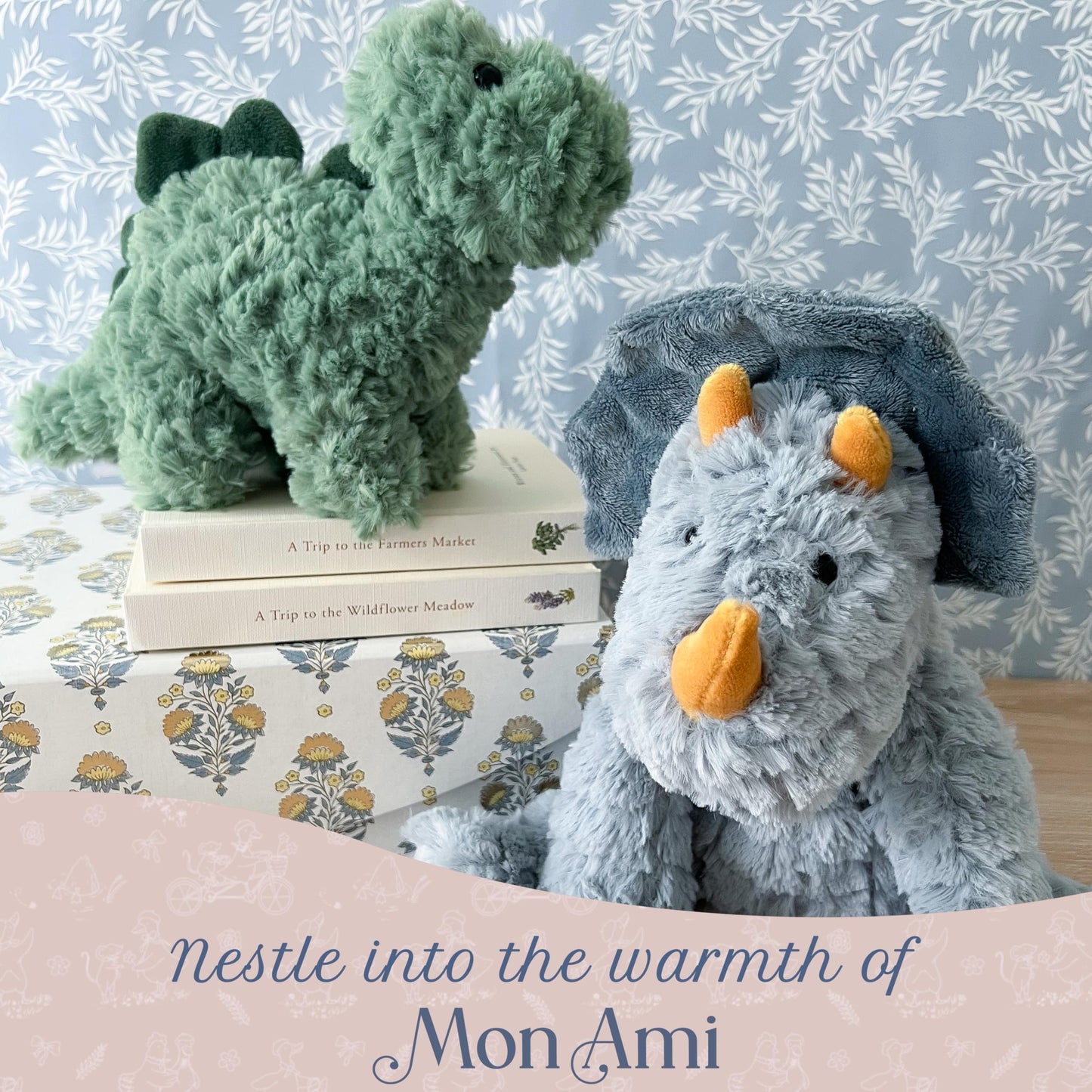 MON AMI Bashful Dino 9-Inch Stuffed Animal, Soft Dinosaur Plush Toy Boys
