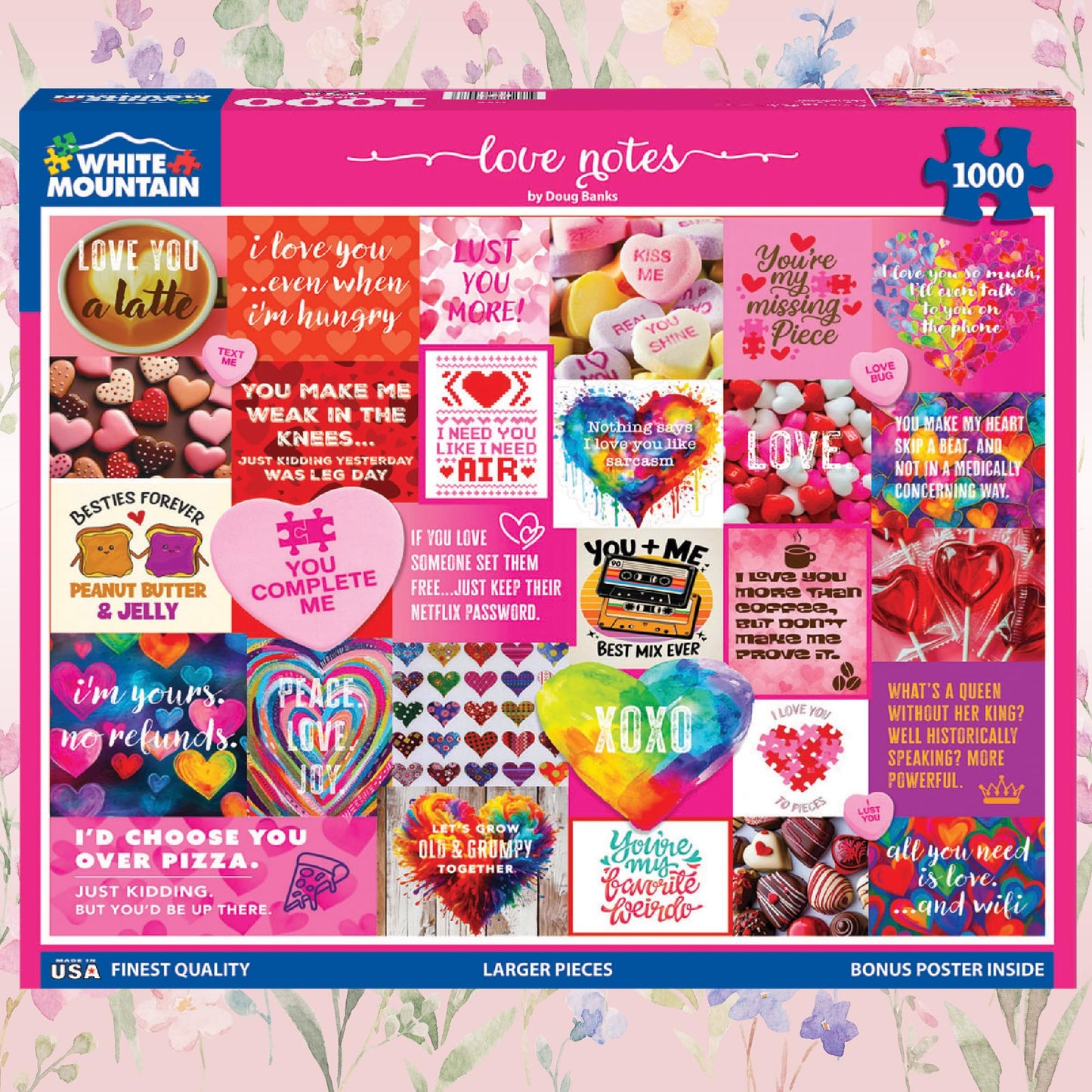 White Mountain 1000 Piece Jigsaw Puzzle Valentines Collage, Love Notes