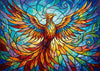 NiceGo 1000 Piece Jigsaw Puzzle for Adults Colorful Stained Glass Rising Phoenix | Vibrant Fantasy Firebird Mosaic Art | 27.5"x19.7" | Challenging
