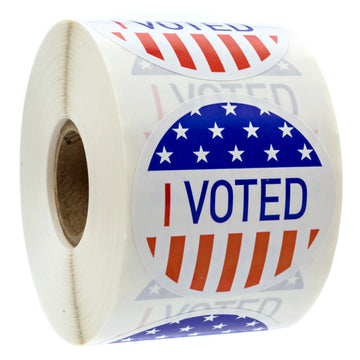 I Voted Stickers / 500 Patriotic Voting Election Stickers / 2" Round Red White Blue Vote Label/Made in The USA