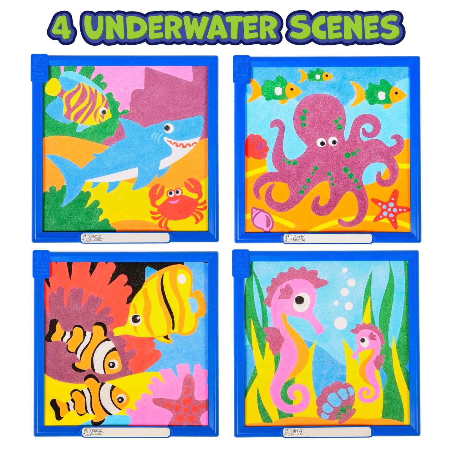 READY 2 LEARN Sand Art Painting | Sea Life | 4 Underwater Scenes | 10 Colors - Sand Art Kits for Kids Ages 4-8