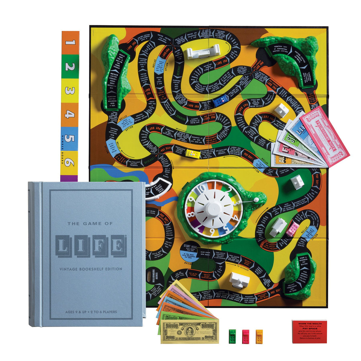 WS Game Company The Game of Life Vintage Bookshelf Edition Board Game Set