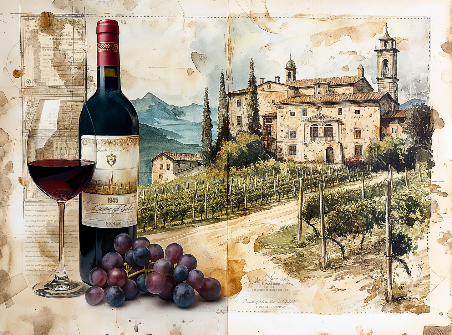 Prime Time Puzzles Adult Jigsaw Puzzle 1000 Piece Tuscany Wine