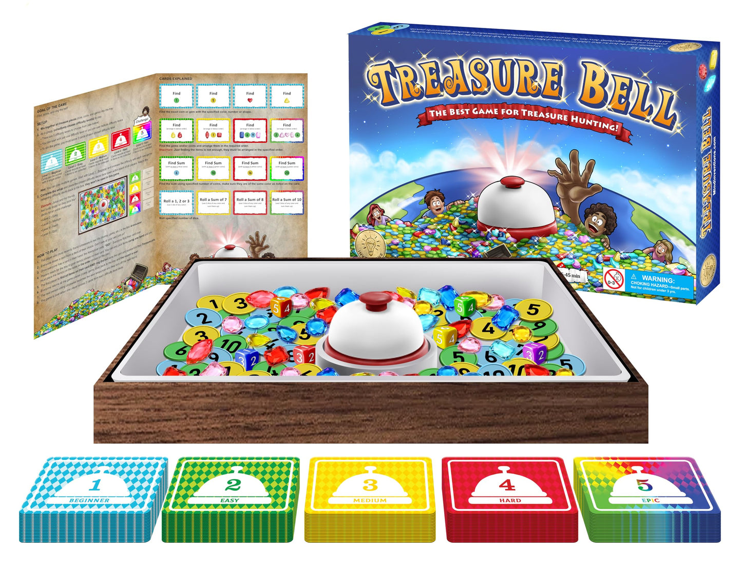 Mind Inventions Treasure Bell | Best Math Game for Kids | Ages 5+ | 2-5 Players | 15-45min Playtime