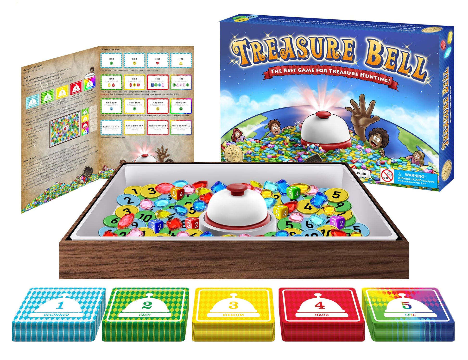Mind Inventions Treasure Bell | Best Math Game for Kids | Ages 5+ | 2-5 Players | 15-45min Playtime