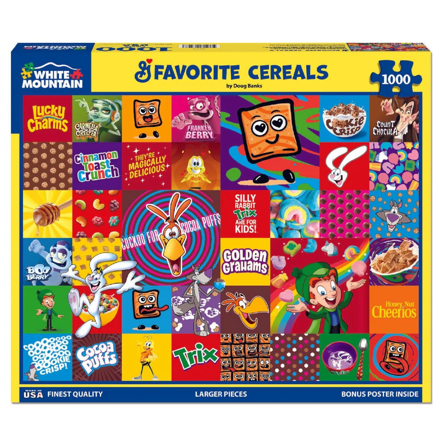 White Mountain 1000 Piece Jigsaw Puzzle Fun Collage Food, Favorite Cereal