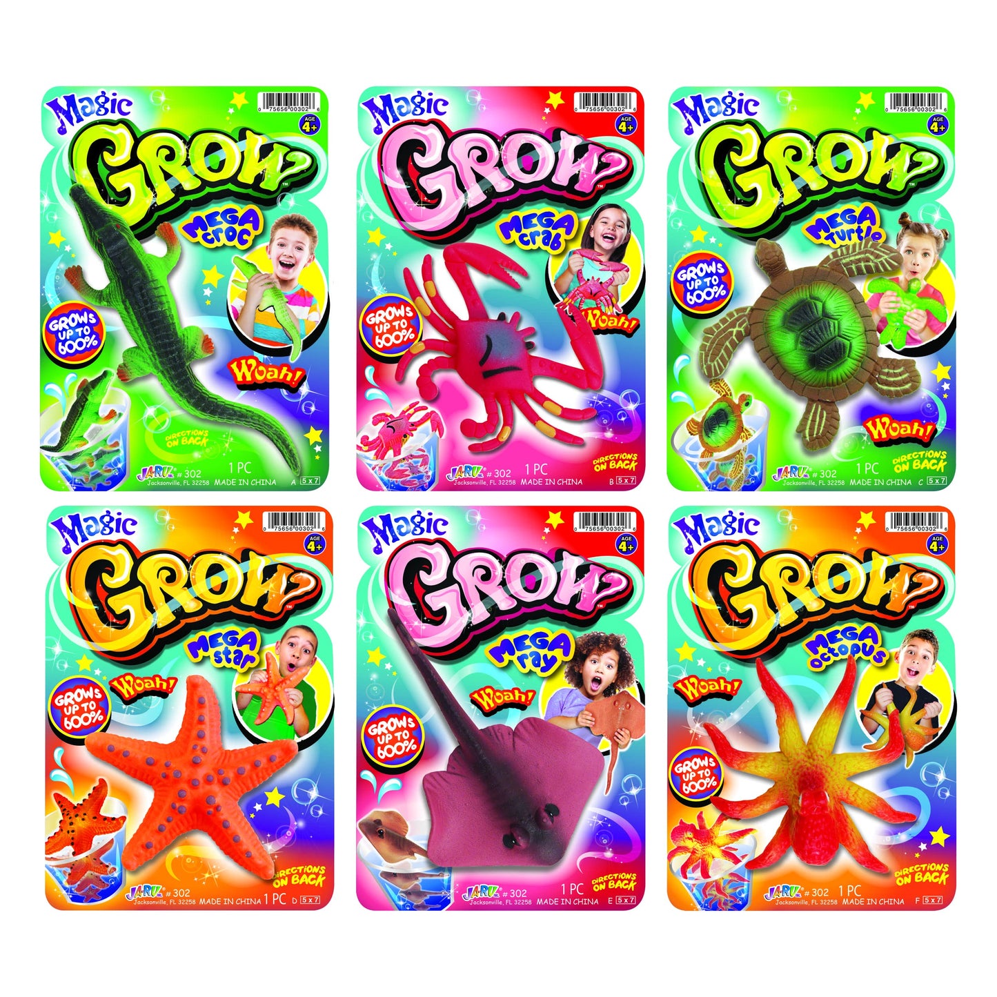 JA-RU Magic Grow Ocean Themed Water Animals (6 Packs Assorted) Beach Life Theme Toys | Bulk Expanding Bath and Pool Toys for Kids. Sea Creatures Party
