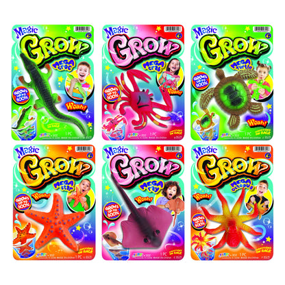 JA-RU Magic Grow Ocean Themed Water Animals (6 Packs Assorted) Beach Life Theme Toys | Bulk Expanding Bath and Pool Toys for Kids. Sea Creatures Party