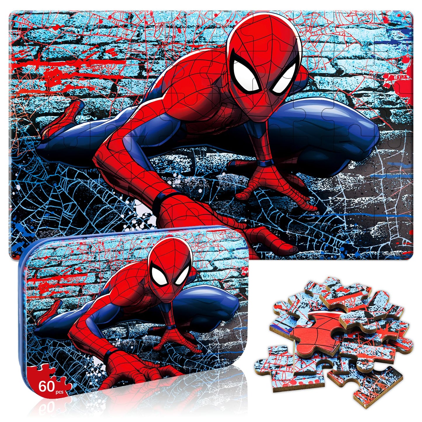 Kids Puzzles Ages 3-8, 60 Pieces Jigsaw Puzzles in Metal Box, Educational Learning Toys for Boys and Girls, Premium Puzzle Games, Kids Puzzle Gift