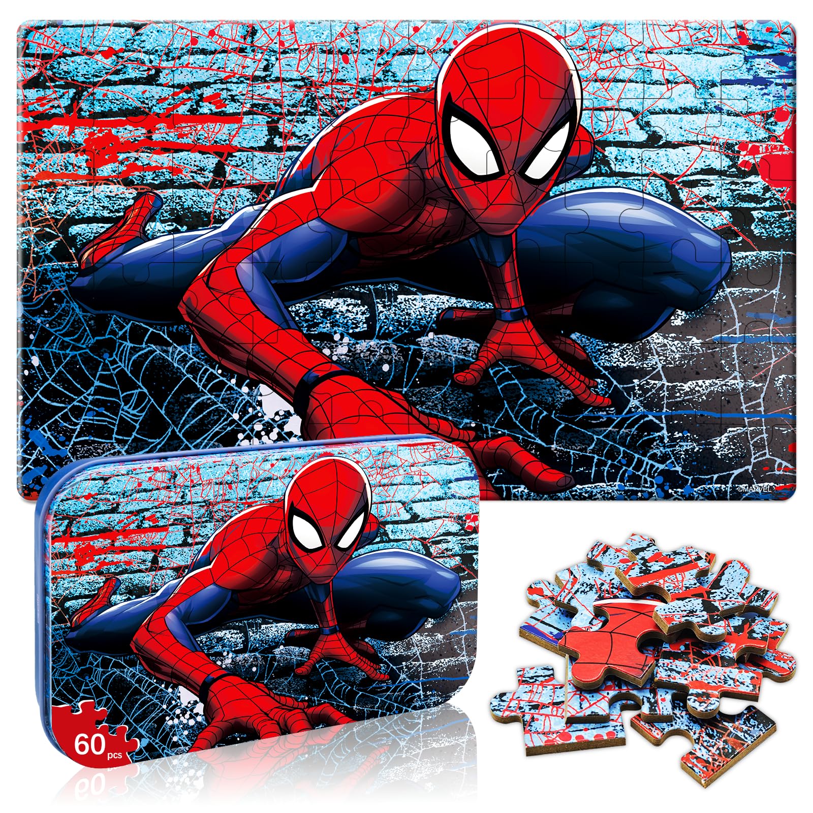 Kids Puzzles Ages 3-8, 60 Pieces Jigsaw Puzzles in Metal Box, Educational Learning Toys for Boys and Girls, Premium Puzzle Games, Kids Puzzle Gift