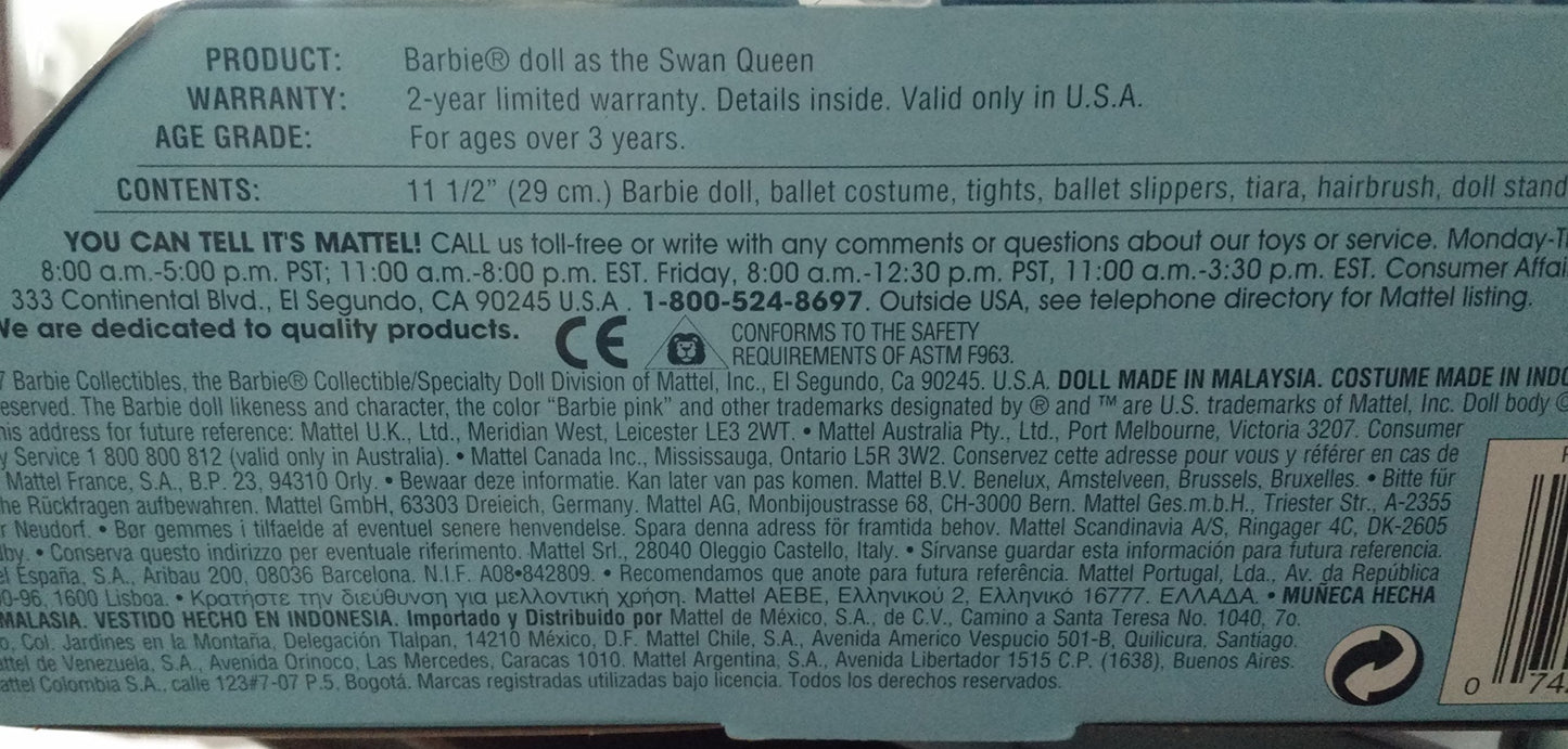 1998 Retired Barbie As the Swan Queen in Swan Lake From the Classic Ballet Series