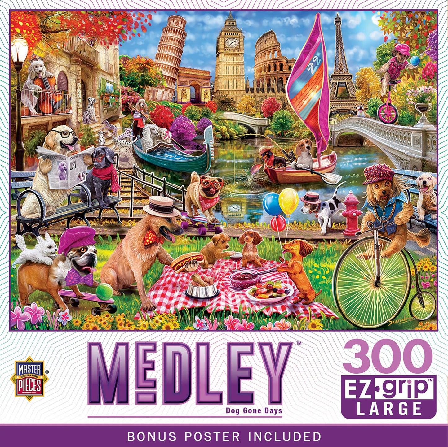 Masterpieces 300 Piece EZ Grip Jigsaw Puzzle - Dog Gone Days - 18"x24"