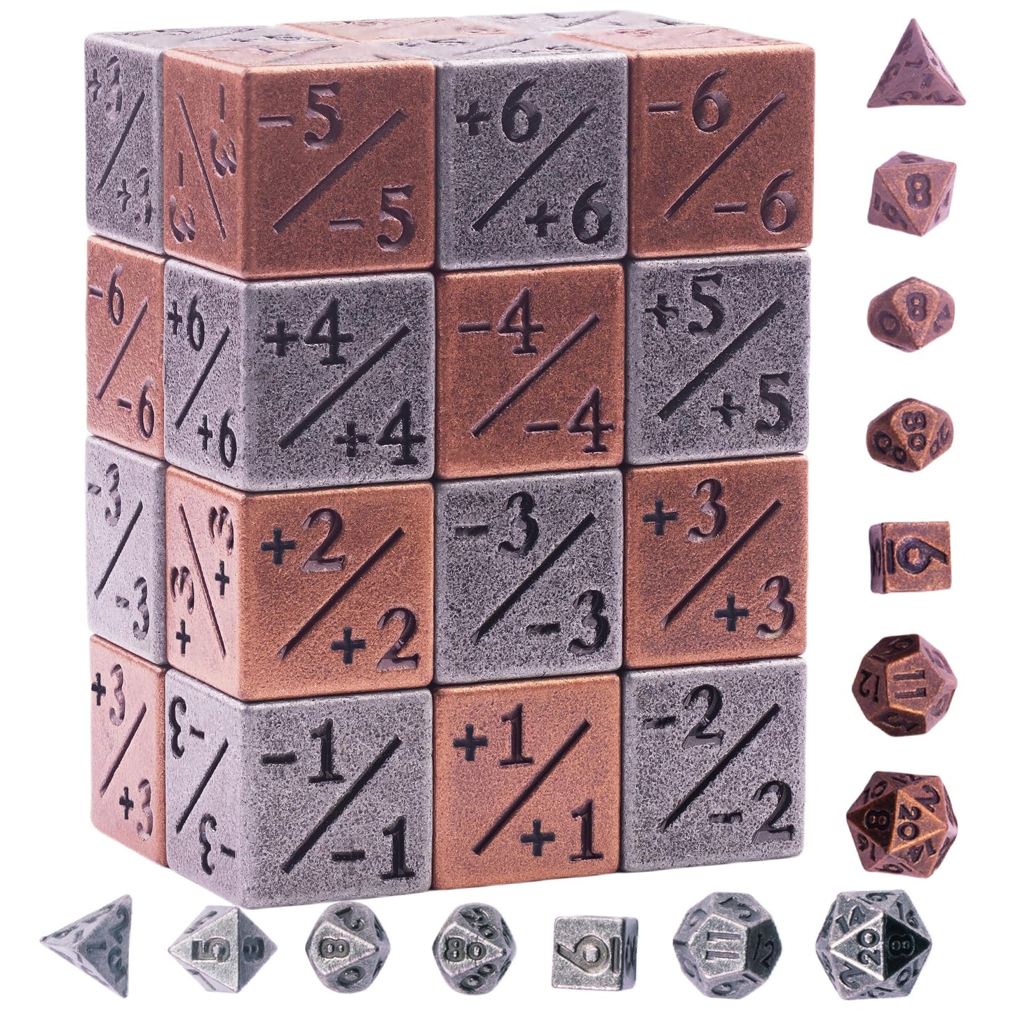 MTG Dice Metal MTG Counter Dice Set, Counter 6-Sided Dices 24 Pieces, Plus 14 Pieces Dungeons and Dragons Dices Set Accessories Suitable for MTGs