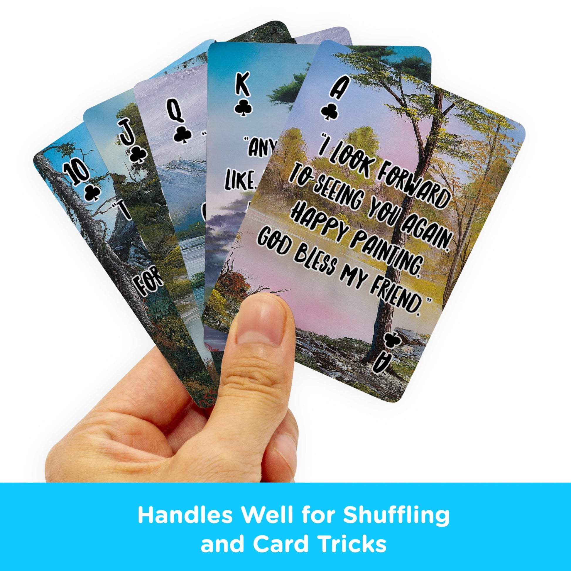 AQUARIUS Bob Ross Quotes Playing Cards Standard Size - Themed Novelty Deck with 52 Unique Painting Designs - Collectible Merchandise Gift for Teens