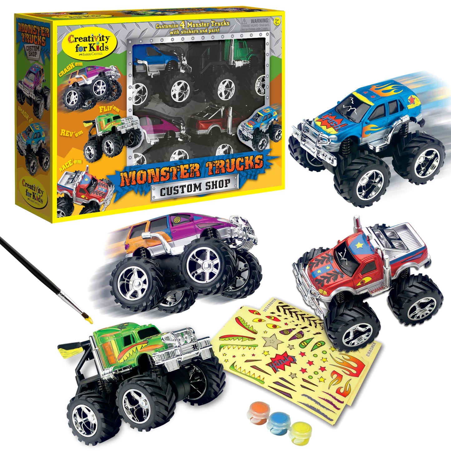 Creativity for Kids Monster Truck Custom Shop - Customize 4 Monster Trucks, Gifts for Boys (Ages 5+)