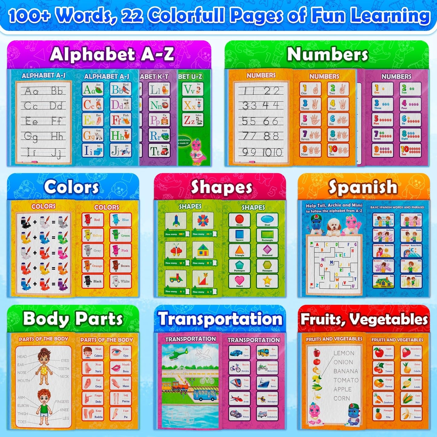 Curious 2 Learn ABC Learning for Toddlers | Learning Resources | English & Spanish Sound Book | Preschool Learning Activities | Educational Learning