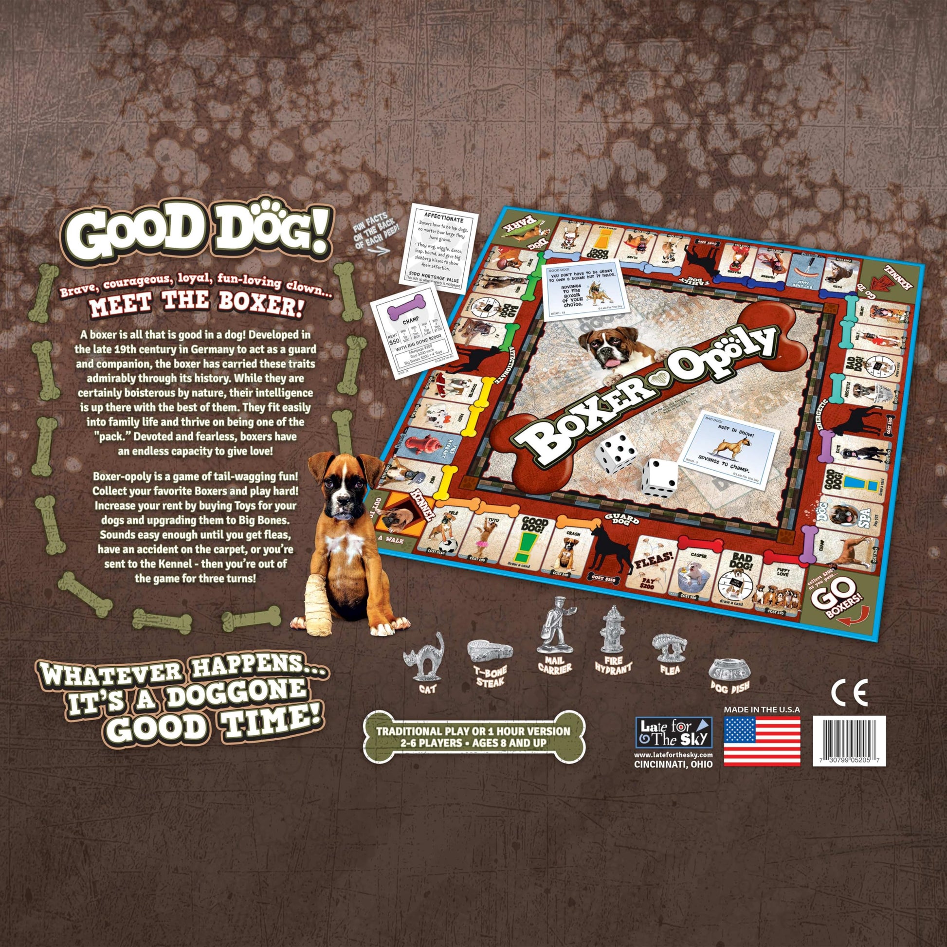 Late for The Sky Boxer-Opoly Board Game - Dog Lover Family Game for 2-6 Players, Ages 8+, Opoly-Style, Fun Strategy, Gifts for Boxer Owners