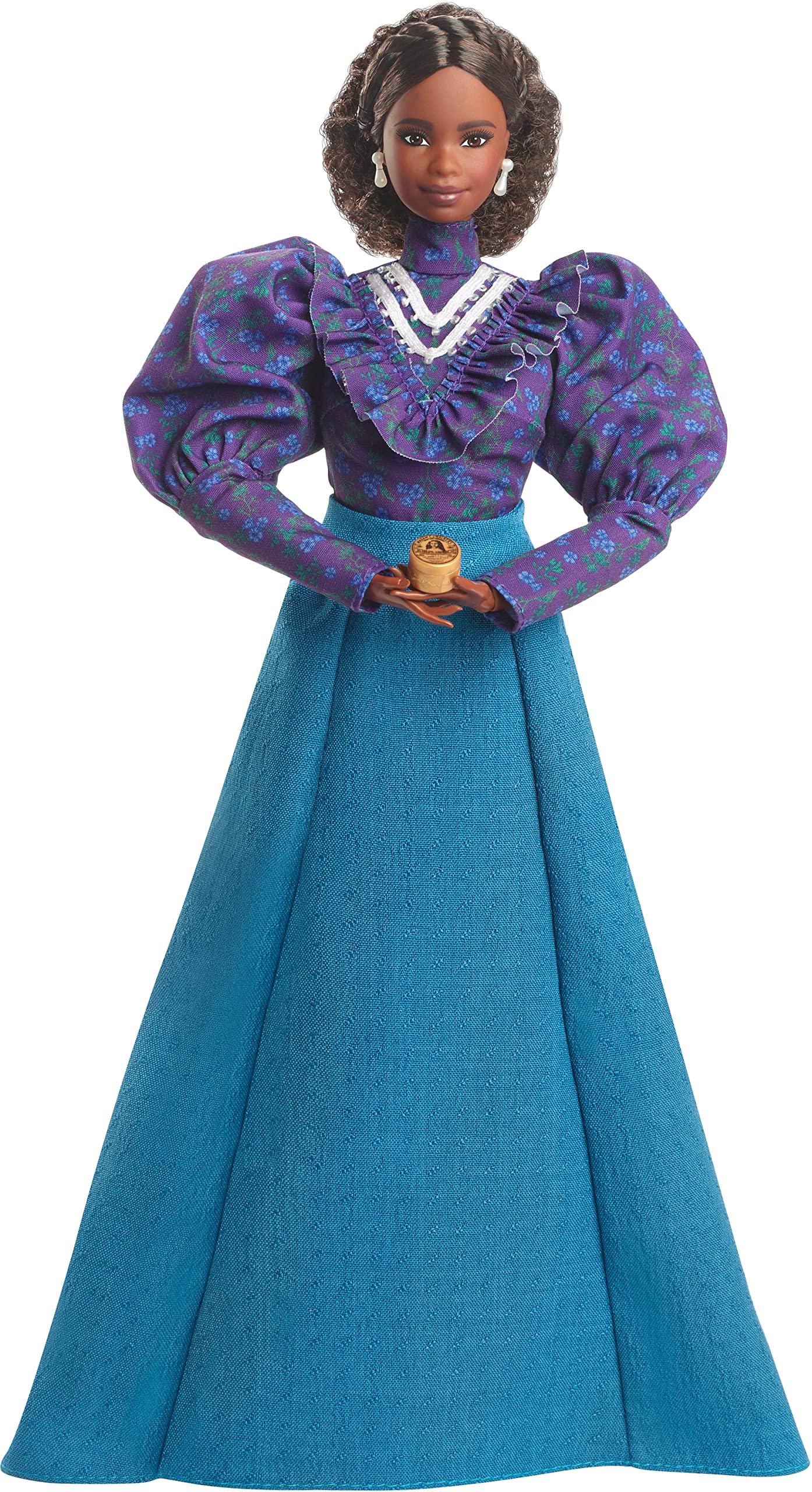 Barbie Inspiring Women Doll, Madam C.J. Walker Wearing Puff Sleeve Blouse, Full-Length Skirt & Accessories, Collectible with Doll Stand & Certificate