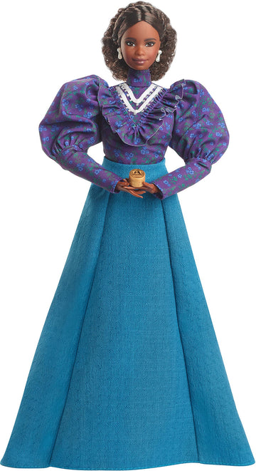 Barbie Inspiring Women Doll, Madam C.J. Walker Wearing Puff Sleeve Blouse, Full-Length Skirt & Accessories, Collectible with Doll Stand & Certificate