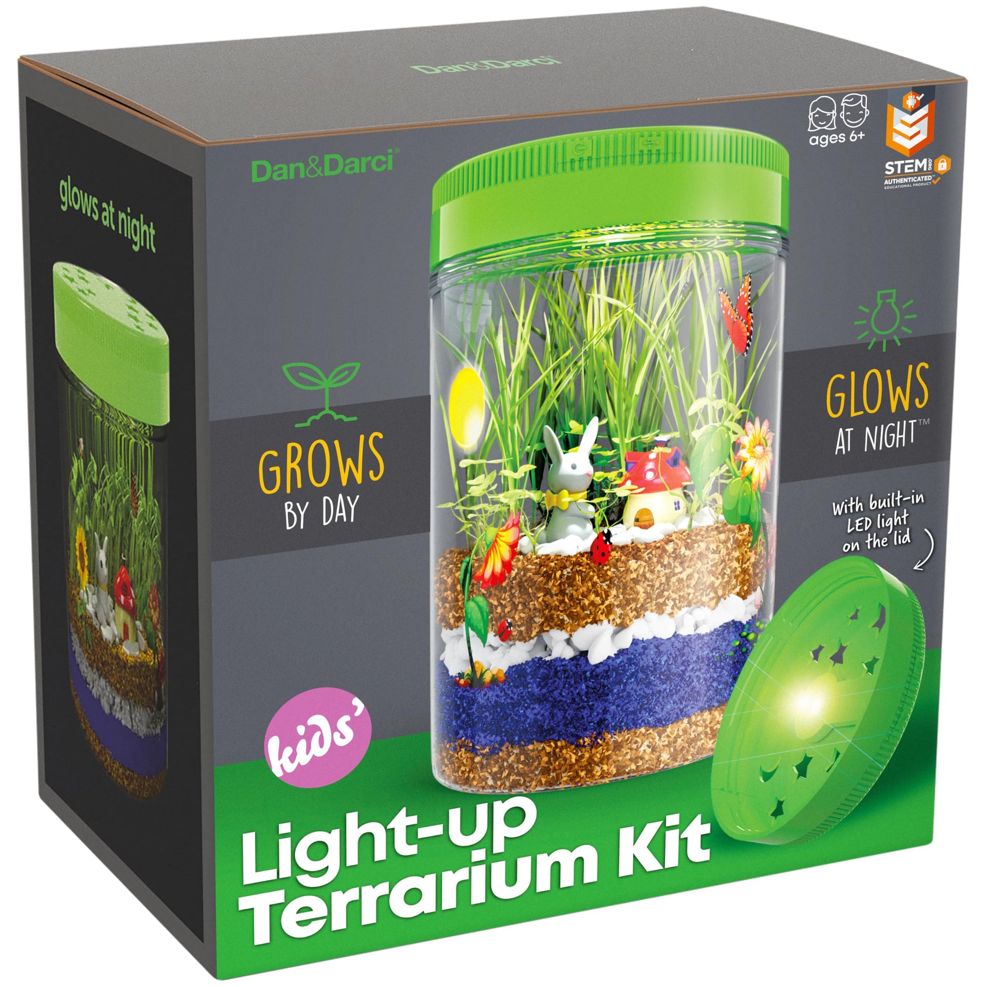 Dan&Darci Light-Up Terrarium Kit for Kids - STEM Science Kit - Educational DIY Toy for Boys & Girls - Birthday Gift - Craft Project Idea for Ages 6 7