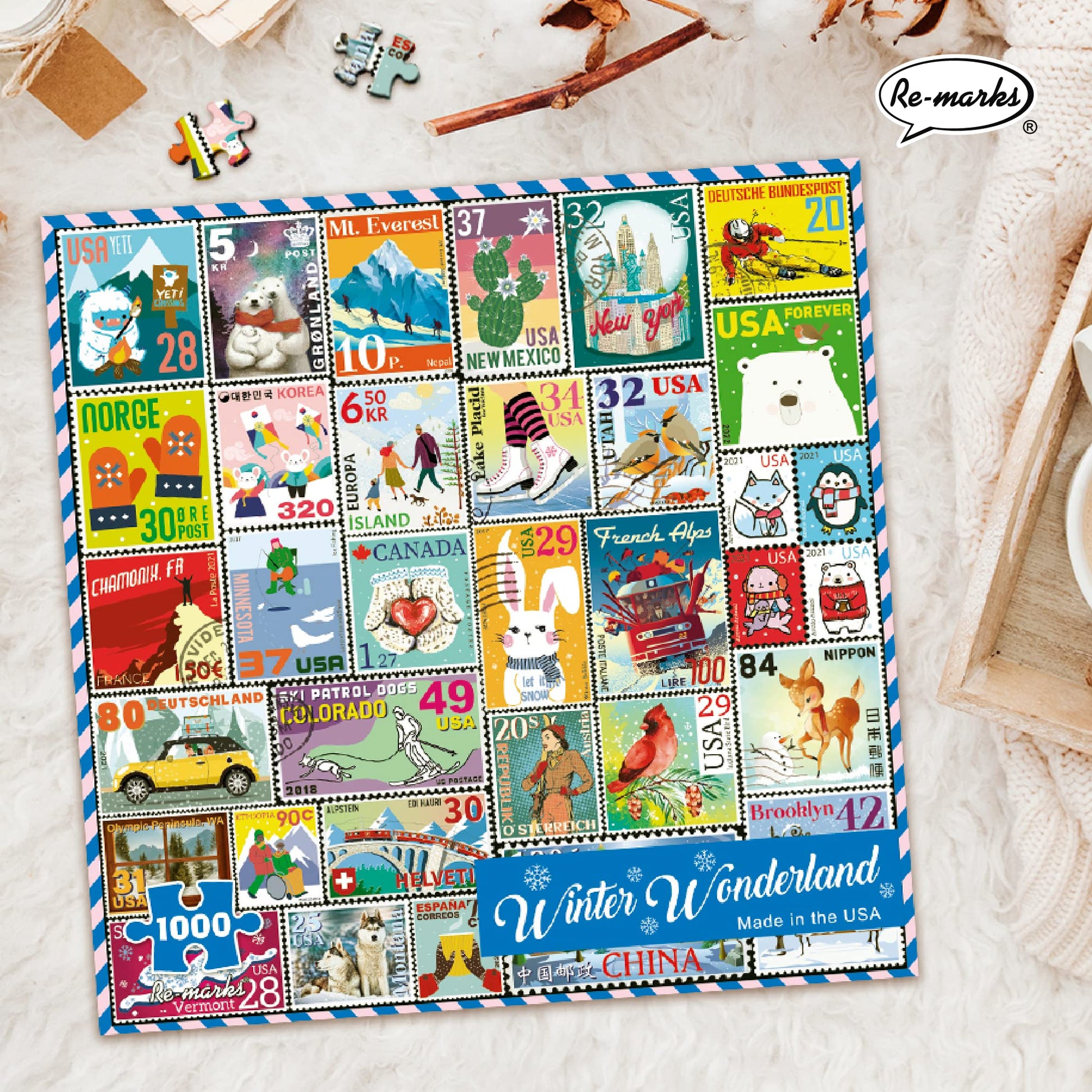 Re-marks Winter Wonderland Puzzle, Collage Puzzle for All Ages, 1000-Piece Christmas Puzzle
