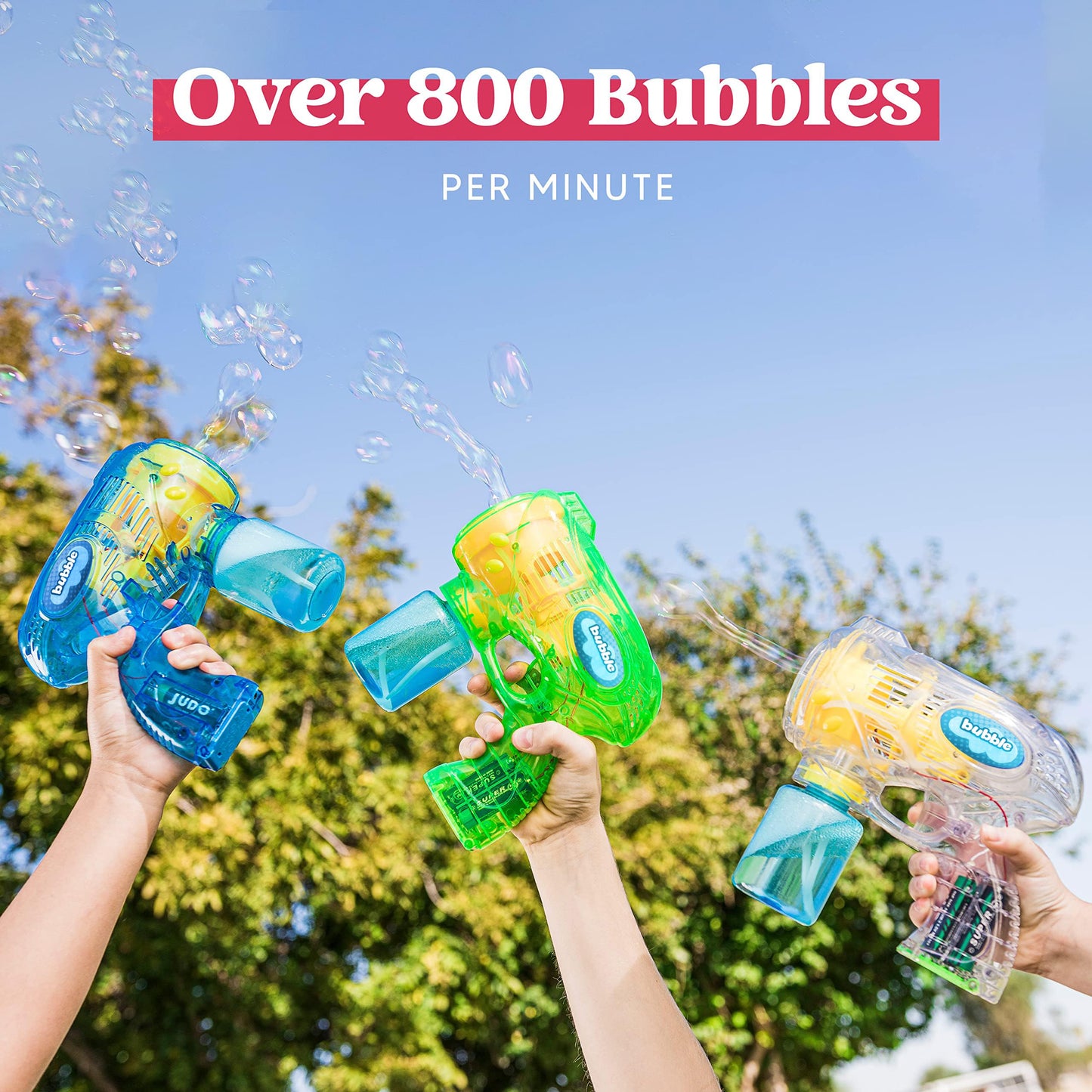 JOYIN 3 Packs Bubble Guns with 3 Solutions, Automatic Bubble Maker Blower Machine for Kids, Party Favors, Summer Toy, Birthday, Outdoor & Indoor