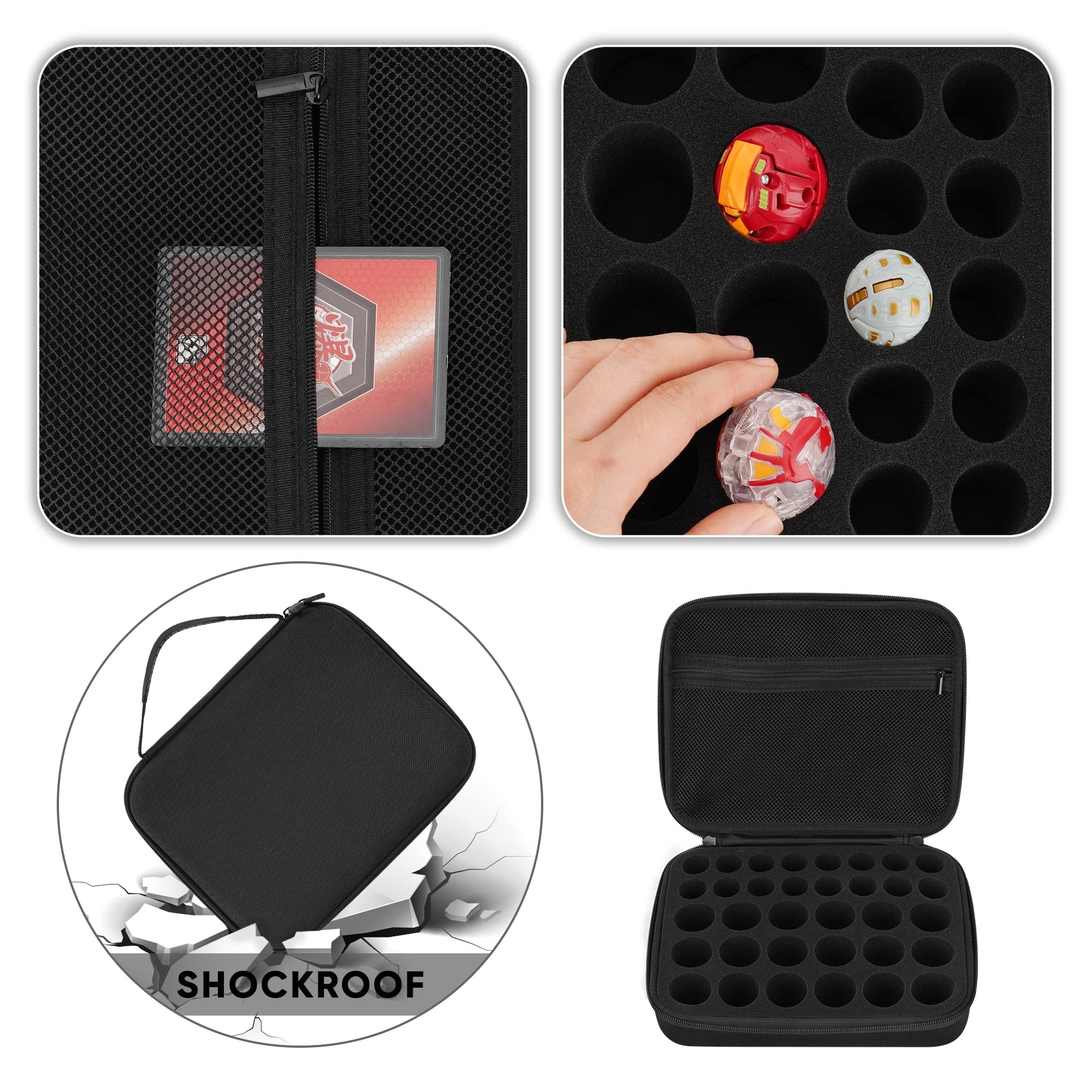 Minahao Toy Storage Box Compatible with Bakugan Battle Planet,BakuCores,Armored Alliance,Geogan Rising,Sponge is Pre-Slotted in Two Sizes,Compatible