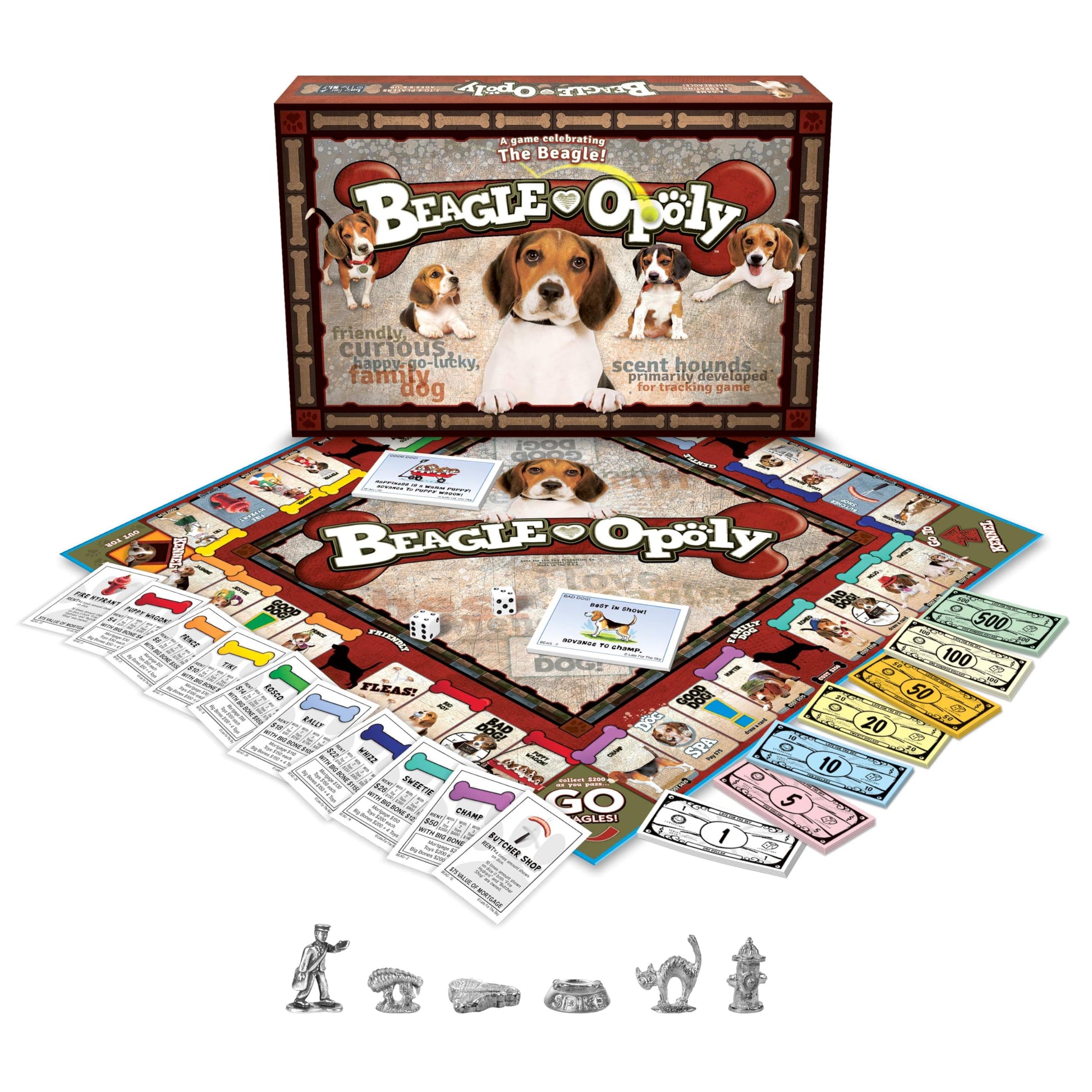 Late for The Sky Beagle-Opoly Board Game, Dog Lovers Family Game, 2-6 Players, Ages 8+, Opoly-Style Pet Theme, Traditional or One-Hour Variant
