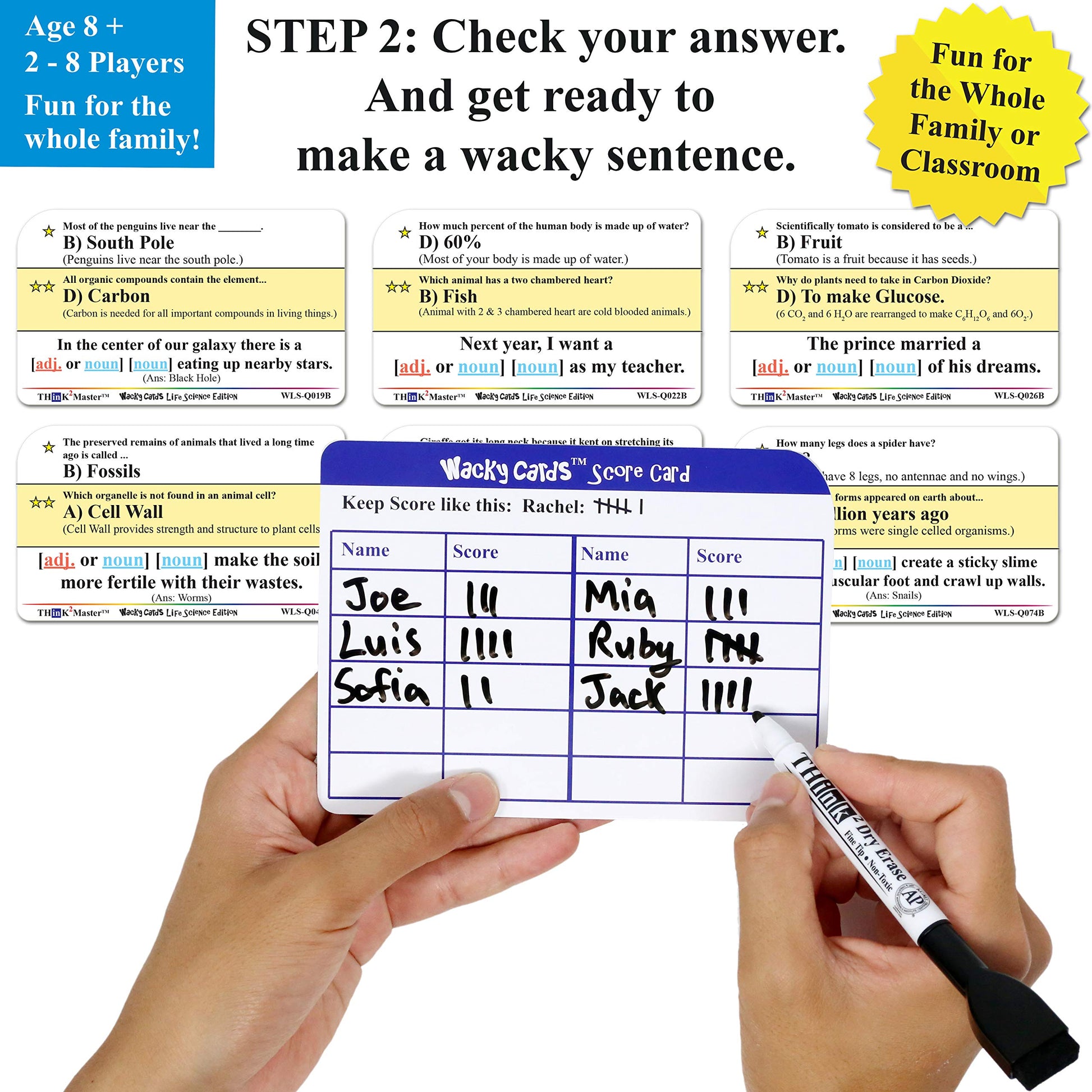 Think2Master Wacky Cards Life Science. Science Card. Make Sentences While Learning About Life Science. Multi Leveled.