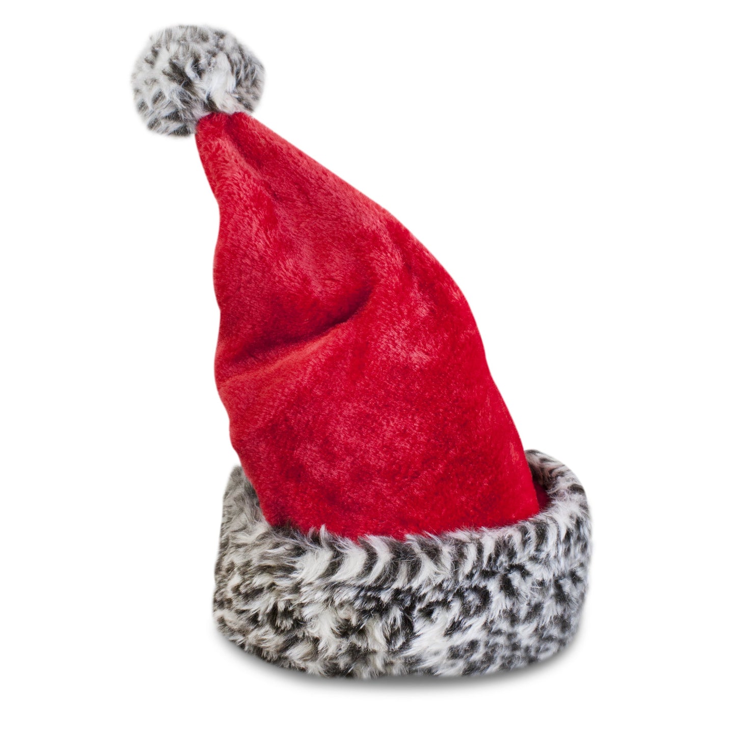 Soft Plush Festive Animal Print Santa Hat 17inch Grey
