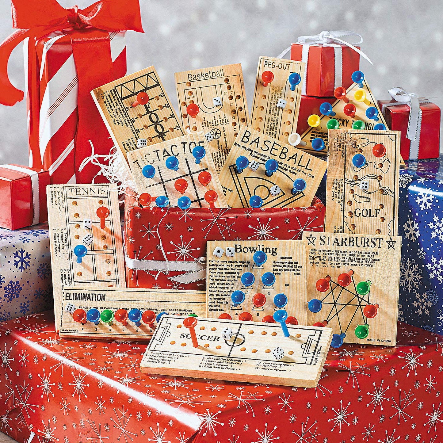 Fun Express Wooden Board Games Set 12 Pack - Classic Travel Games for Kids & Adults | Mini Peg Board Games, Checkers & Tic Tac Toe | Portable Family