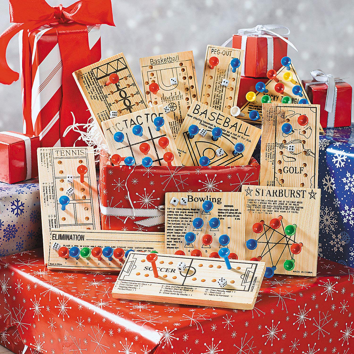 Fun Express Wooden Board Games Set 12 Pack - Classic Travel Games for Kids & Adults | Mini Peg Board Games, Checkers & Tic Tac Toe | Portable Family