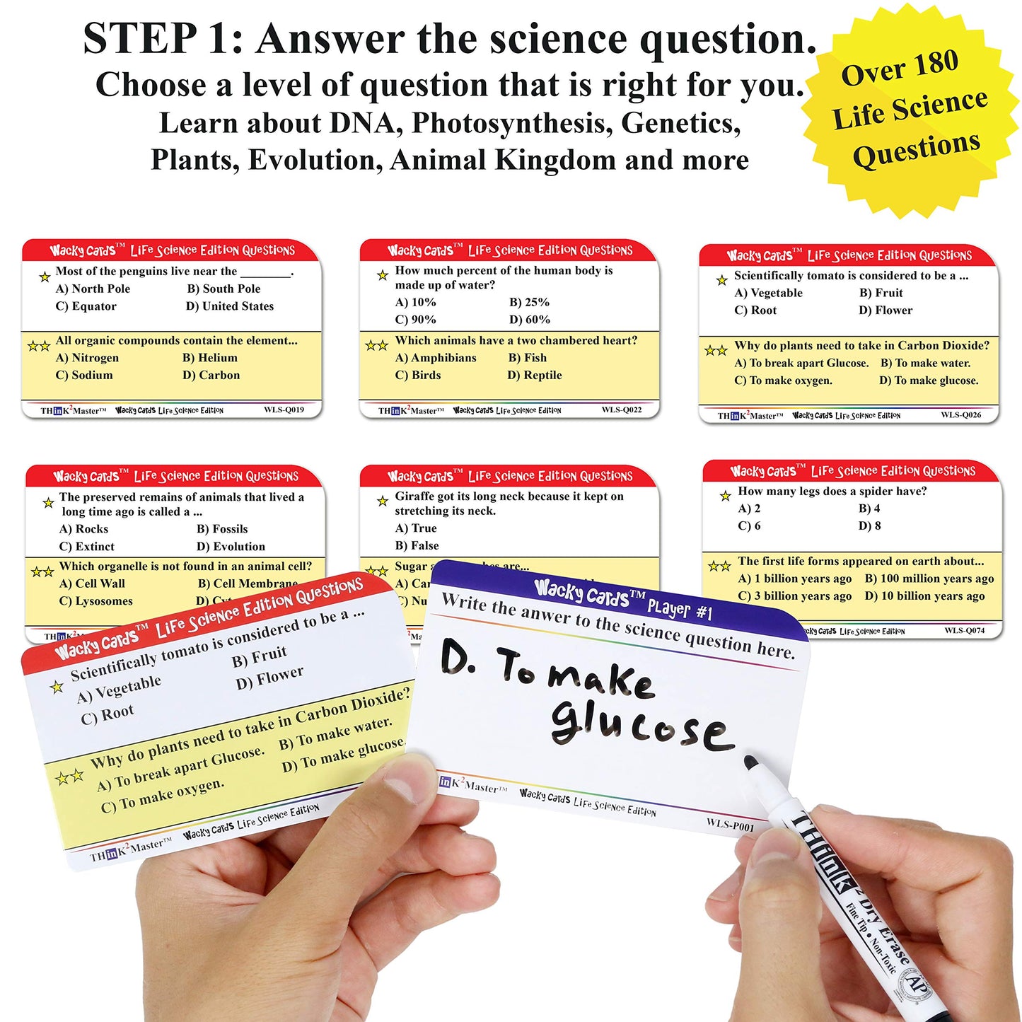 Think2Master Wacky Cards Life Science. Science Card. Make Sentences While Learning About Life Science. Multi Leveled.