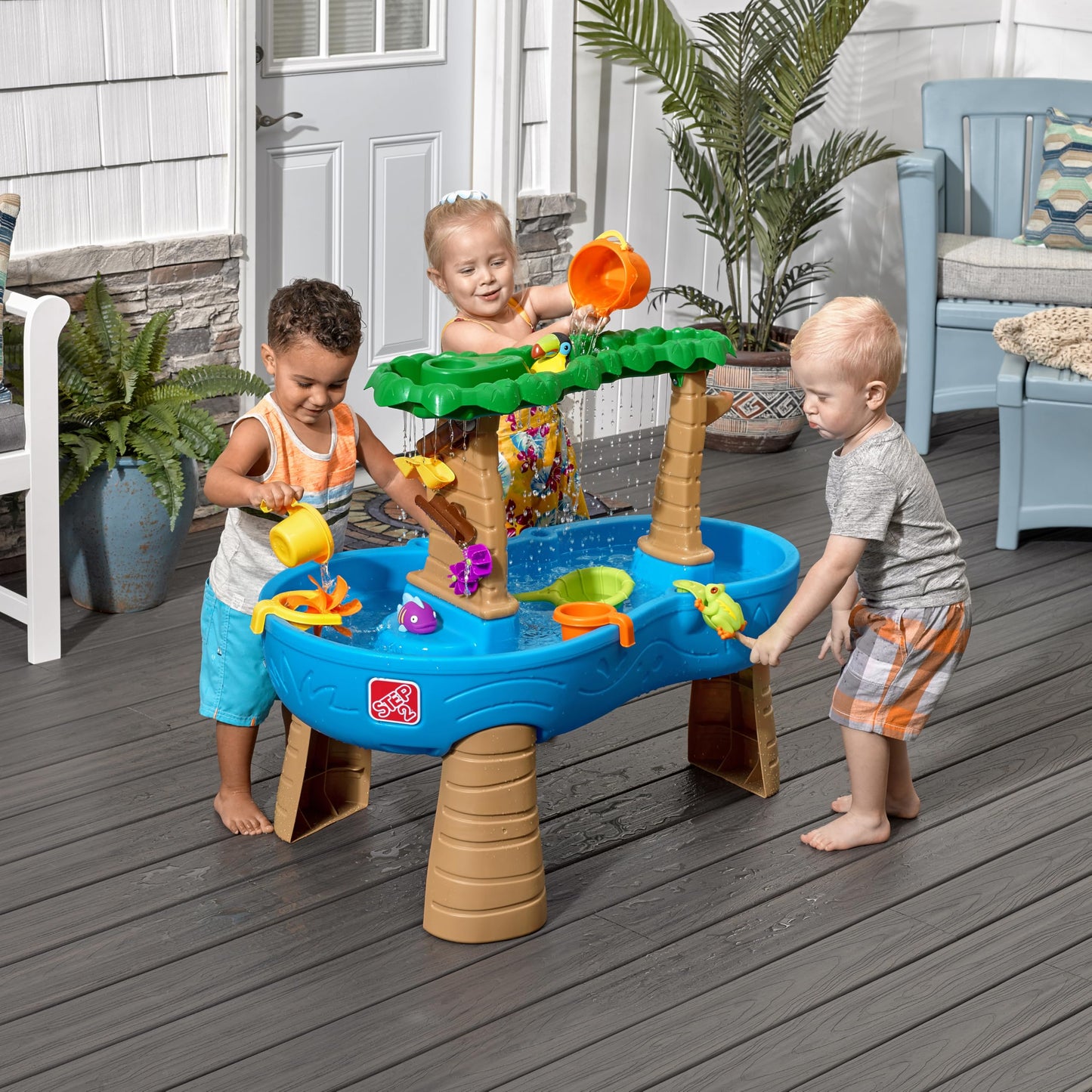 Step2 Tropical Rainforest Water Table for Kids, Toddler Outdoor Sensory Play Table, 13 Accessories, Ages 18 Months+